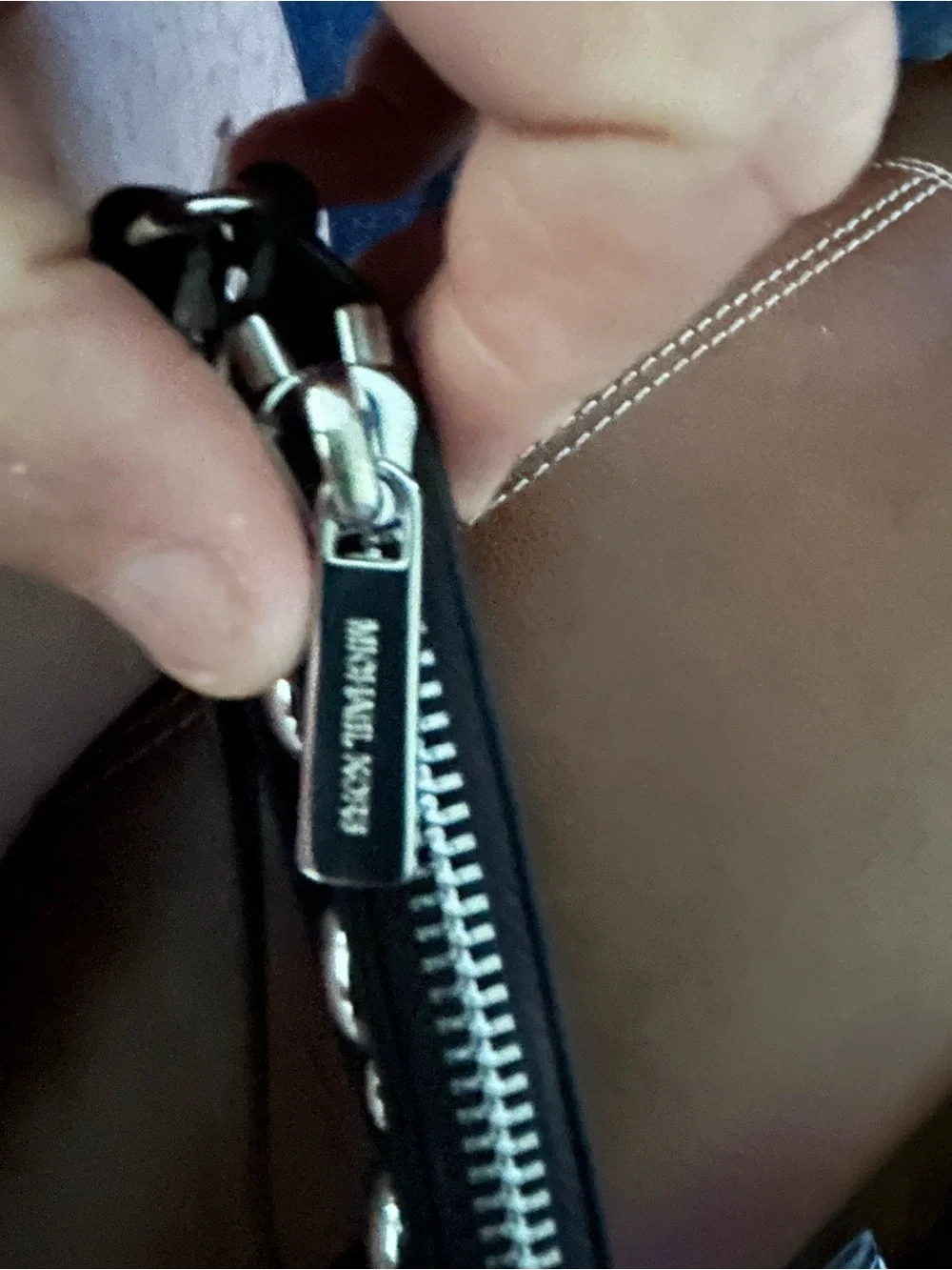 Michael Kors Jet Set Black Leather Studded Zip Wristlet